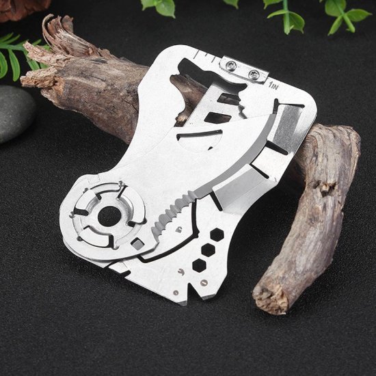 Überlebenskarte Multitool 9 in 1 Wolfskopf Edelstahl | EDC